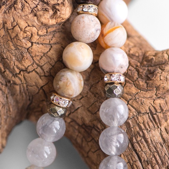 Handmade Long Mala Necklace with Natural Gemstone Beads & Tassel - Picture 6 of 7